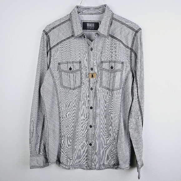 BKE Tailored Fit Haslet Shirt in White & Black NWT, size Medium - Picture 6 of 16